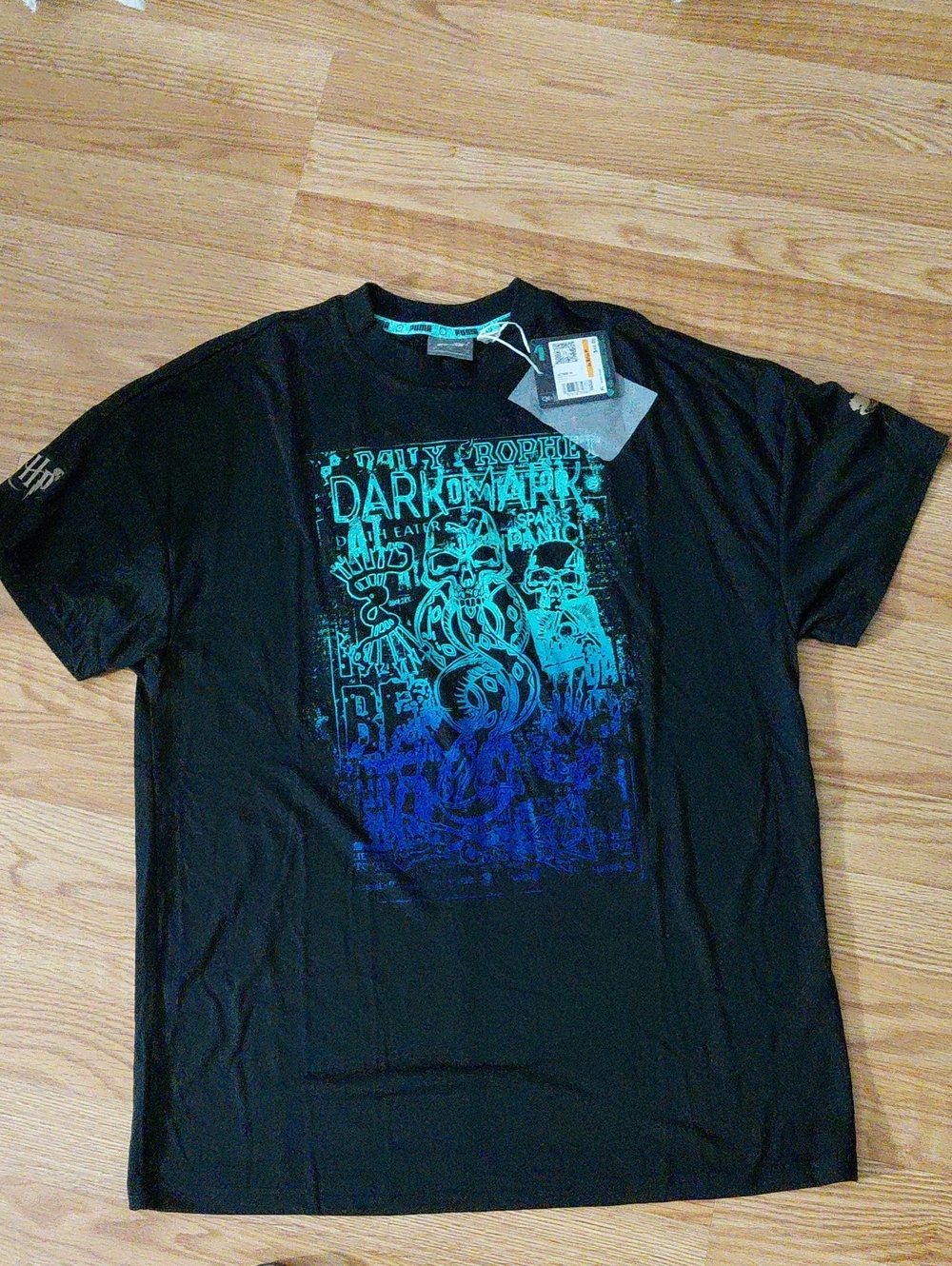 Puma Black Short Sleeve Tee with Teal-to-Blue Graphic